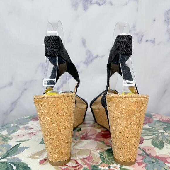 Lucky Brand | Maxyne Black Cork Wedge Sandals | 9 - Picture 6 of 13